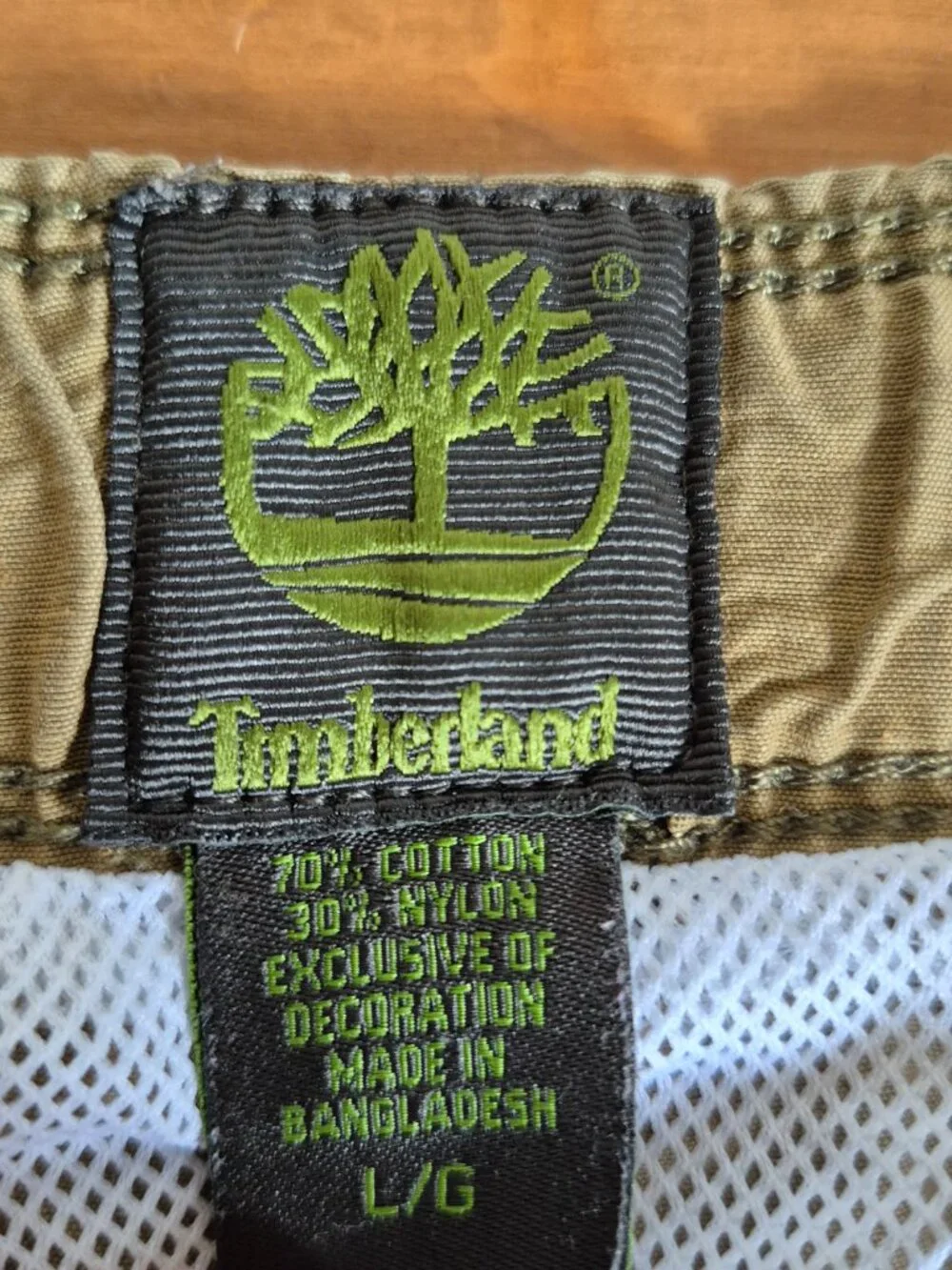 Timberland Swim Trunks Men's Khaki Belted Adjustable Waist Cargo Shorts Size L